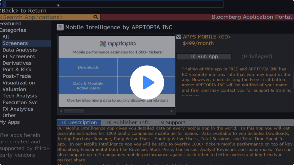 Video to learn about the first mobile app data Bloomberg Integration